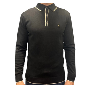 Gabicci Black Long Sleeve tipped Polo.