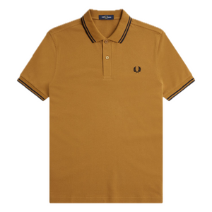 Fred Perry Dark Caramel Polo with Black Twin Tipping