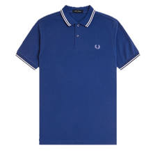 Load image into Gallery viewer, Fred Perry Cobalt Blue Polo with White &amp; Sky Tipping
