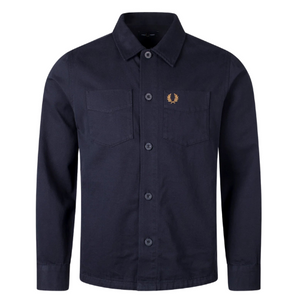 Fred Perry Navy Overshirt - Navy with Caramel Laurel detailing