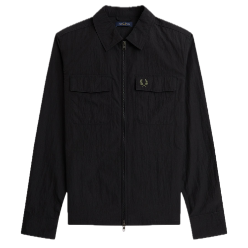 Fred Perry Black Zip Through Overshirt