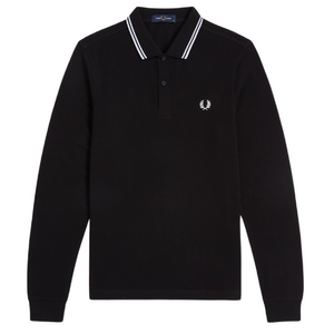 Fred Perry Black / White Tipped Long Sleeve Polo