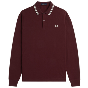 Fred Perry Burgundy / White Tipped Long Sleeve Polo