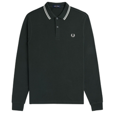 Load image into Gallery viewer, Fred Perry Night Green / White Tipped Long Sleeve Polo
