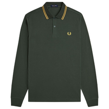 Load image into Gallery viewer, Fred Perry Night Green / Gold Tipped Long Sleeve Polo
