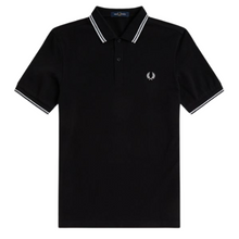 Load image into Gallery viewer, Fred Perry Black Polo with White Twin Tipping
