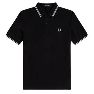 Fred Perry Black Polo with White Twin Tipping