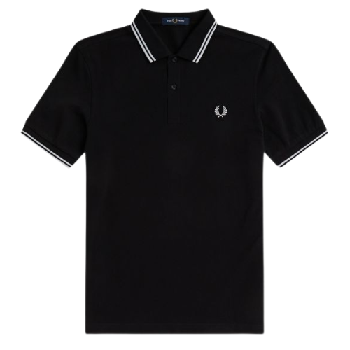 Fred Perry Black Polo with White Twin Tipping