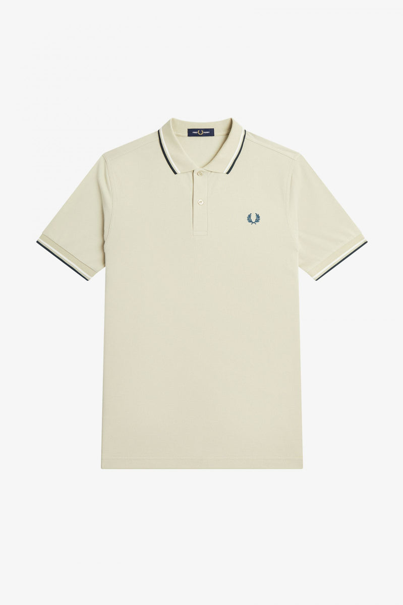 FRED PERRY OYSTER WITH WHITE AND PETROL BLUE TIPPING – Rebirth of Cool