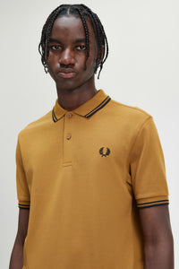 Fred Perry Dark Caramel Polo with Black Twin Tipping