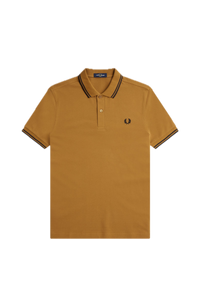 Fred Perry Dark Caramel Polo with Black Twin Tipping