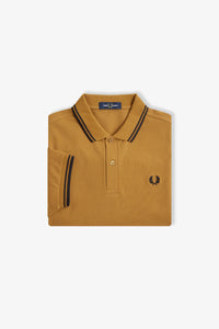 Fred Perry Dark Caramel Polo with Black Twin Tipping