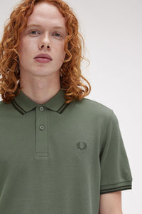 Fred Perry Laurel Green Polo with Dark Green Twin Tipping