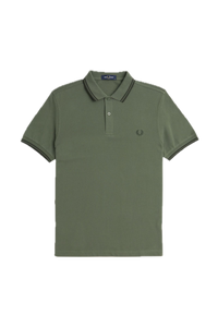 Fred Perry Laurel Green Polo with Dark Green Twin Tipping