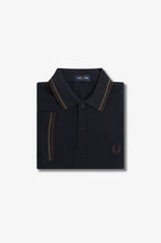 Load image into Gallery viewer, Fred Perry Dark Navy Polo with Laurel Green and Bric Orange Tipping
