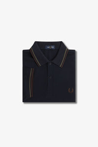 Fred Perry Dark Navy Polo with Laurel Green and Bric Orange Tipping