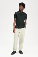 Load image into Gallery viewer, Fred Perry Night Green Polo with Sky and Orange Twin Tipping
