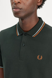 Fred Perry Night Green Polo with Sky and Orange Twin Tipping