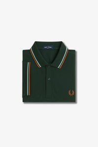 Fred Perry Night Green Polo with Sky and Orange Twin Tipping