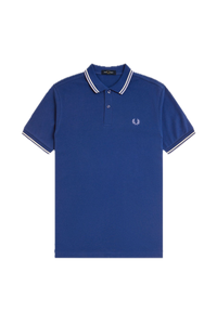 Fred Perry Cobalt Blue Polo with White & Sky Tipping