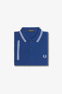 Fred Perry Cobalt Blue Polo with White & Sky Tipping