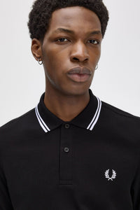 Fred Perry Black / White Tipped Long Sleeve Polo