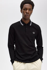 Fred Perry Black / White Tipped Long Sleeve Polo