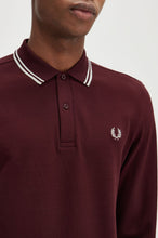 Load image into Gallery viewer, Fred Perry Burgundy / White Tipped Long Sleeve Polo
