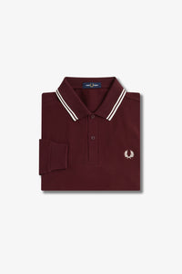 Fred Perry Burgundy / White Tipped Long Sleeve Polo