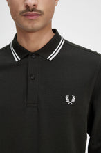 Load image into Gallery viewer, Fred Perry Night Green / White Tipped Long Sleeve Polo
