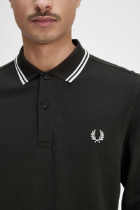 Fred Perry Night Green / White Tipped Long Sleeve Polo