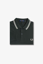 Load image into Gallery viewer, Fred Perry Night Green / White Tipped Long Sleeve Polo
