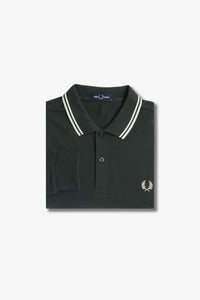 Fred Perry Night Green / White Tipped Long Sleeve Polo