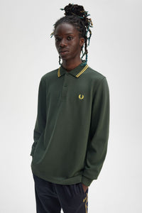 Fred Perry Night Green / Gold Tipped Long Sleeve Polo