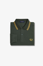 Load image into Gallery viewer, Fred Perry Night Green / Gold Tipped Long Sleeve Polo
