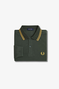 Fred Perry Night Green / Gold Tipped Long Sleeve Polo