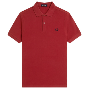 Fred Perry Blood Red with Dark Navy Crest detailing