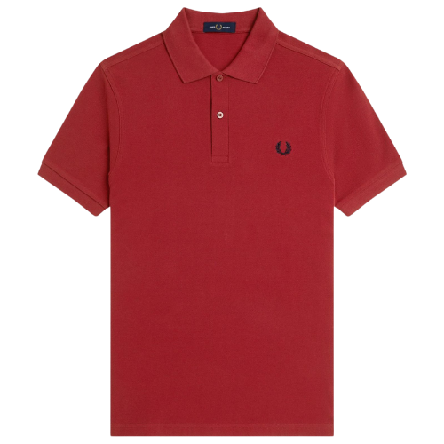 Fred Perry Blood Red with Dark Navy Crest detailing