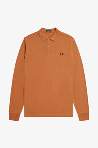 Fred Perry Marmalade Long Sleeve Polo With Black Crest Detailing