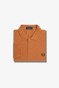 Fred Perry Marmalade Long Sleeve Polo With Black Crest Detailing