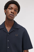 Load image into Gallery viewer, Fred Perry Navy Pique Textured Revere Collar Shirt
