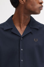 Load image into Gallery viewer, Fred Perry Navy Pique Textured Revere Collar Shirt
