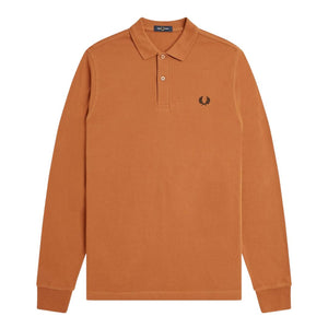 Fred Perry Marmalade Long Sleeve Polo With Black Crest Detailing