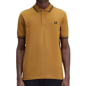 Fred Perry Dark Caramel Polo with Black Twin Tipping