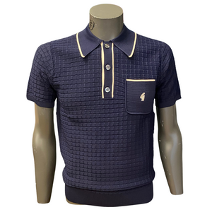 Gabicci Navy Tipped Knitted Polo shirt.  (Free postage, Ireland Only)