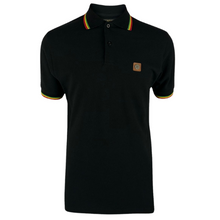 Load image into Gallery viewer, Trojan Black Polo with Black and Rastafarian Tricoloured tip
