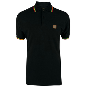 Trojan Black Polo with Black and Rastafarian Tricoloured tip