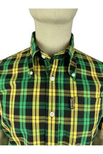 Load image into Gallery viewer, Trojan Jamaican Black Yellow and Green Check Short Sleeve Shirt
