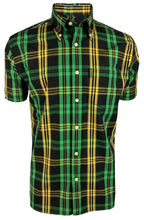 Load image into Gallery viewer, Trojan Jamaican Black Yellow and Green Check Short Sleeve Shirt
